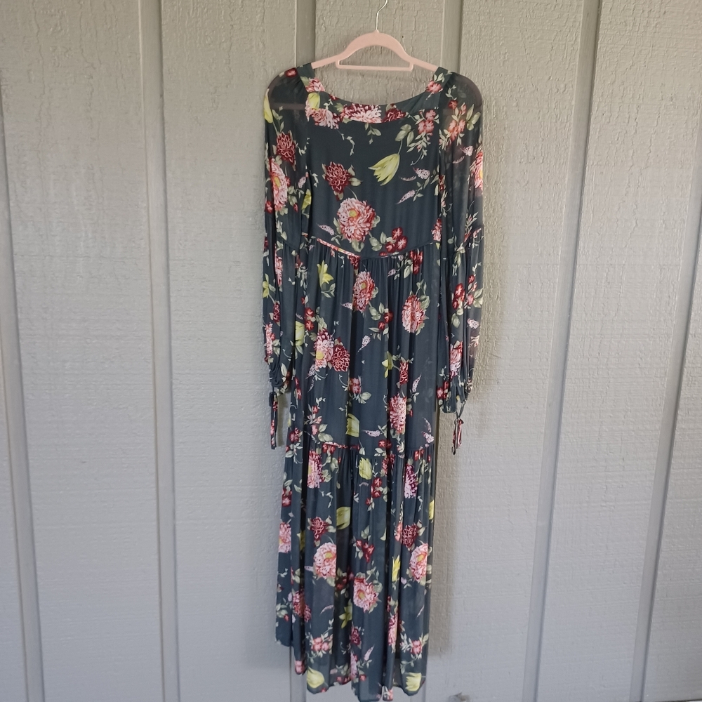 Anthropologie Evelin Floral Maxi Size XS Women Tiered Peasant Boho Long Sleeve - Picture 3 of 13